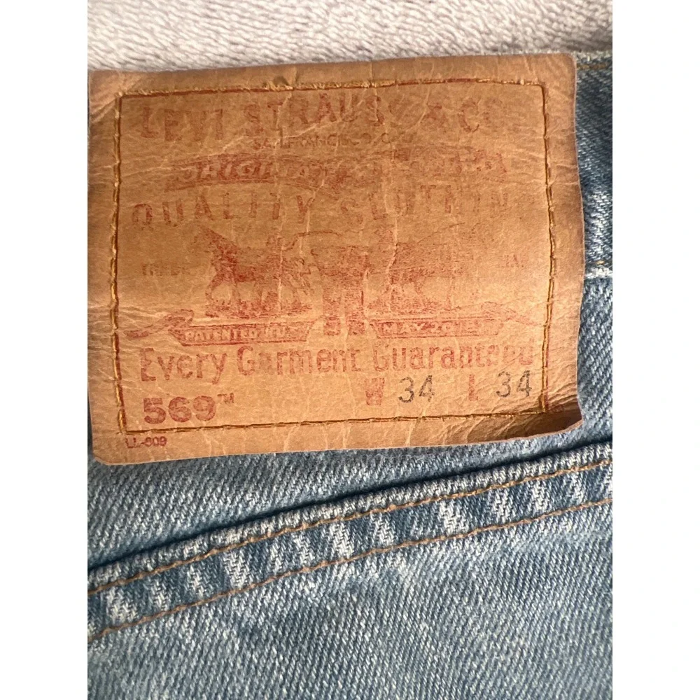 Levis 569 Loose Straight Fit Jeans Light Wash Blue Denim 34x34 00569-0573 Mens